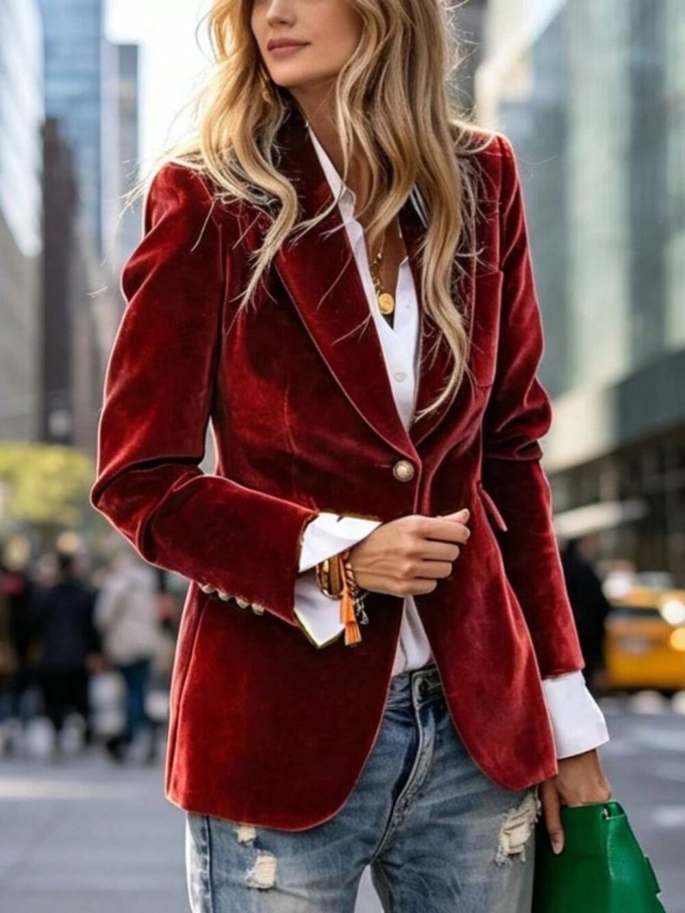 Red Elegant Women's Velvet Suit Coat